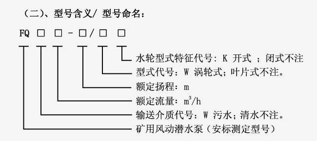 FQW18-80/K矿用风动潜水泵型号意义