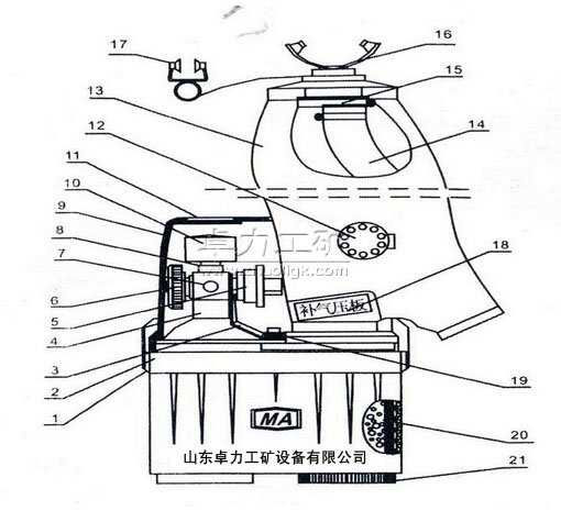 ZYX45隔绝式压缩氧自救器结构图