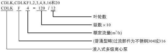 CDLK，CDLKF浸入式多级离心泵型号定义