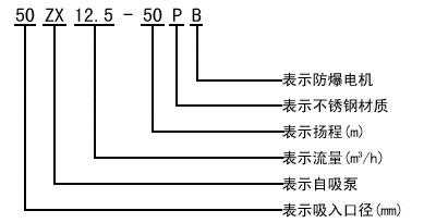 ZX系列卧式自吸泵型号定义
