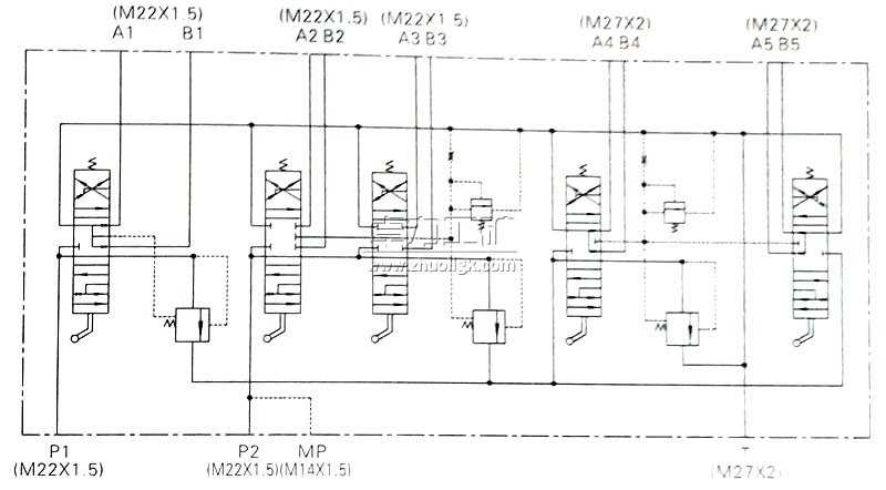 ZT08型多路换向阀 液压原理图
